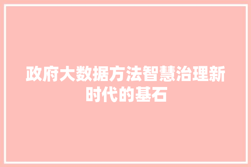 政府大数据方法智慧治理新时代的基石  第1张
