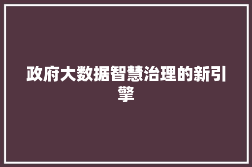 政府大数据智慧治理的新引擎  第1张