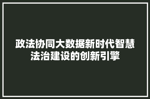 政法协同大数据新时代智慧法治建设的创新引擎