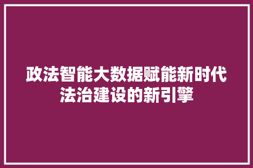 政法智能大数据赋能新时代法治建设的新引擎
