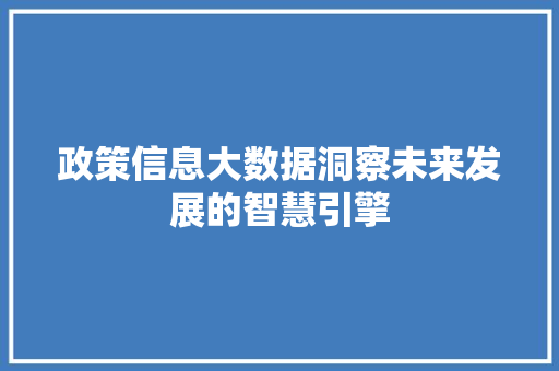 政策信息大数据洞察未来发展的智慧引擎  第1张