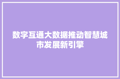 数字互通大数据推动智慧城市发展新引擎
