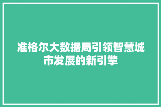 准格尔大数据局引领智慧城市发展的新引擎
