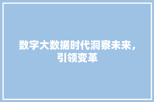 数字大数据时代洞察未来，引领变革  第1张