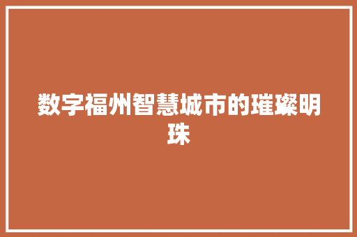 数字福州智慧城市的璀璨明珠  第1张