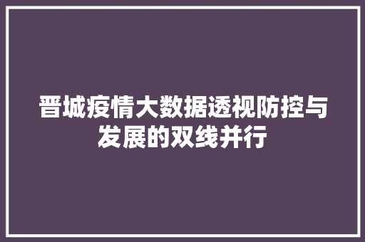 晋城疫情大数据透视防控与发展的双线并行  第1张