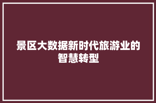 景区大数据新时代旅游业的智慧转型  第1张