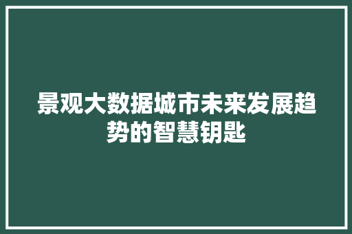 景观大数据城市未来发展趋势的智慧钥匙  第1张