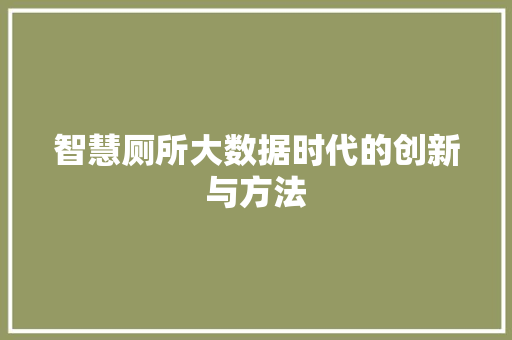 智慧厕所大数据时代的创新与方法