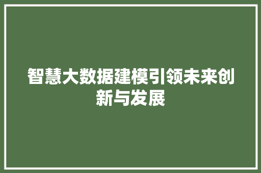 智慧大数据建模引领未来创新与发展  第1张