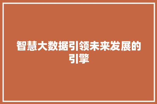 智慧大数据引领未来发展的引擎  第1张