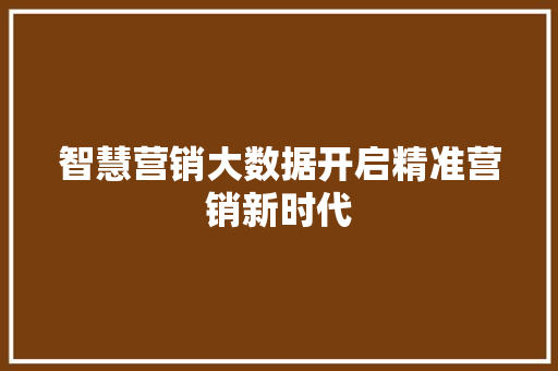 智慧营销大数据开启精准营销新时代  第1张