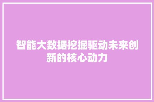 智能大数据挖掘驱动未来创新的核心动力  第1张