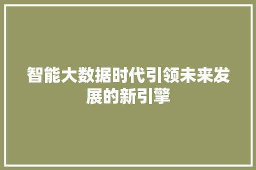 智能大数据时代引领未来发展的新引擎  第1张