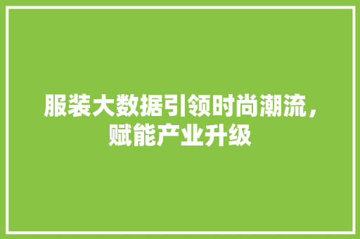 服装大数据引领时尚潮流，赋能产业升级  第1张