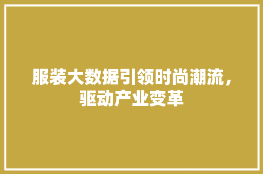 服装大数据引领时尚潮流，驱动产业变革  第1张
