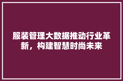 服装管理大数据推动行业革新，构建智慧时尚未来  第1张