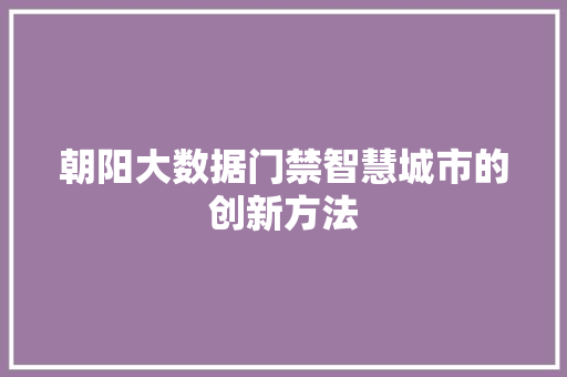 朝阳大数据门禁智慧城市的创新方法  第1张