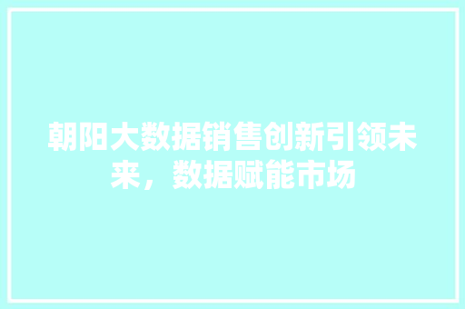 朝阳大数据销售创新引领未来，数据赋能市场  第1张