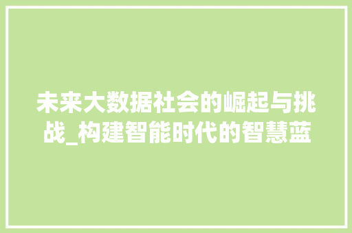 未来大数据社会的崛起与挑战_构建智能时代的智慧蓝图  第1张