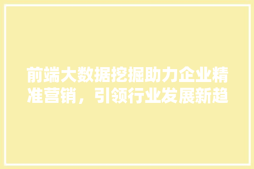 前端大数据挖掘助力企业精准营销，引领行业发展新趋势  第1张