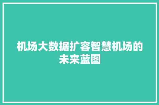 机场大数据扩容智慧机场的未来蓝图