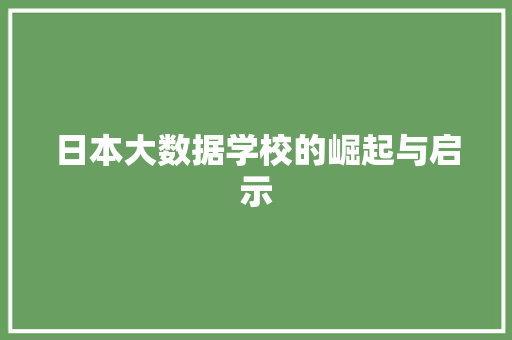 日本大数据学校的崛起与启示  第1张