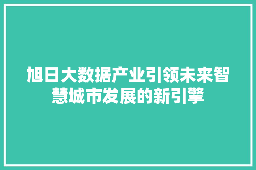 旭日大数据产业引领未来智慧城市发展的新引擎  第1张