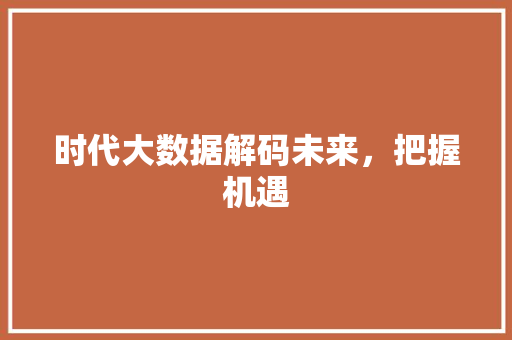 时代大数据解码未来，把握机遇  第1张