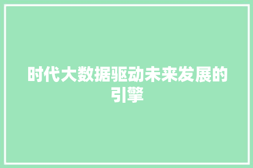 时代大数据驱动未来发展的引擎  第1张