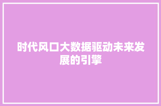 时代风口大数据驱动未来发展的引擎  第1张