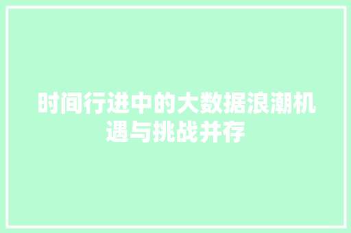 时间行进中的大数据浪潮机遇与挑战并存  第1张