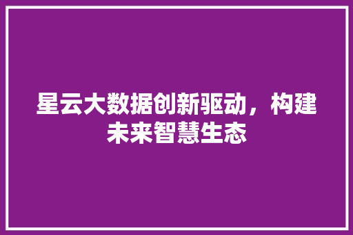 星云大数据创新驱动，构建未来智慧生态  第1张