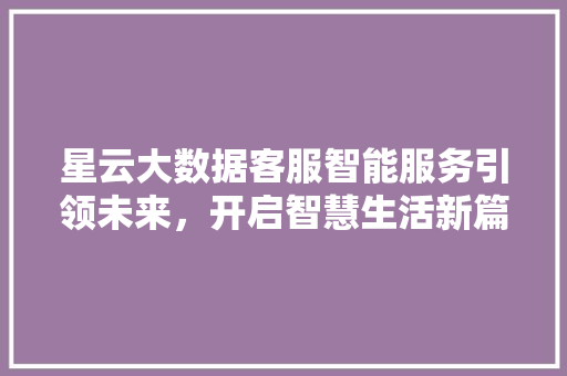 星云大数据客服智能服务引领未来，开启智慧生活新篇章  第1张