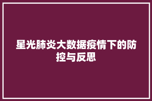 星光肺炎大数据疫情下的防控与反思  第1张