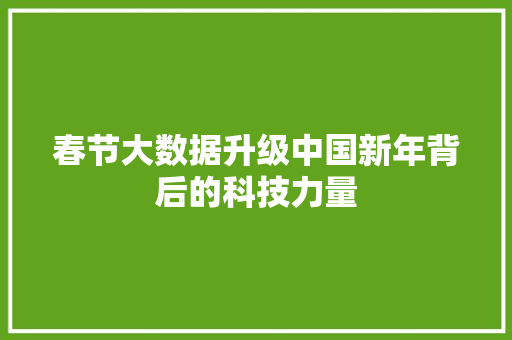 春节大数据升级中国新年背后的科技力量  第1张