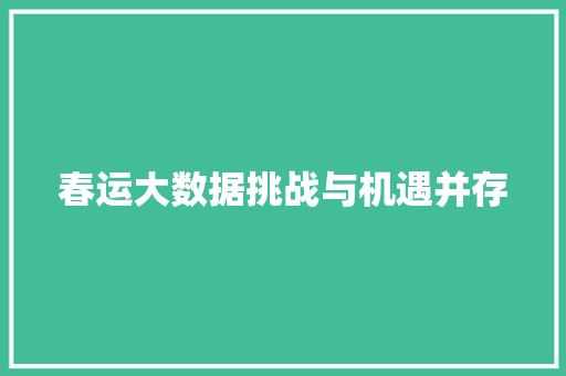 春运大数据挑战与机遇并存  第1张