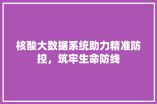 核酸大数据系统助力精准防控，筑牢生命防线  第1张