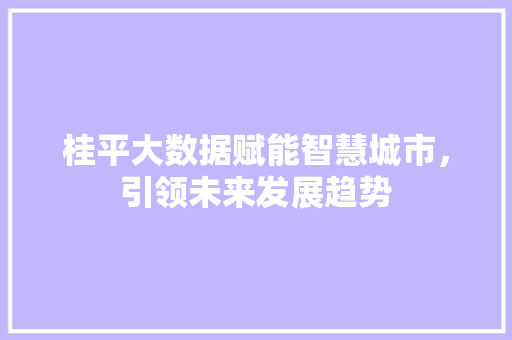 桂平大数据赋能智慧城市，引领未来发展趋势