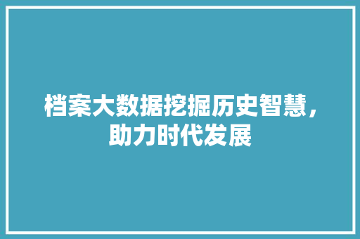 档案大数据挖掘历史智慧，助力时代发展  第1张