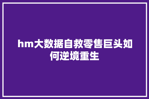 hm大数据自救零售巨头如何逆境重生