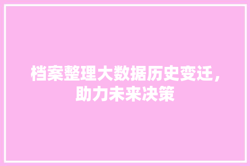 档案整理大数据历史变迁，助力未来决策
