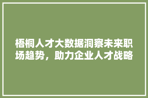 梧桐人才大数据洞察未来职场趋势，助力企业人才战略布局