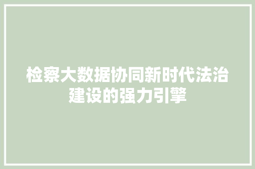 检察大数据协同新时代法治建设的强力引擎  第1张