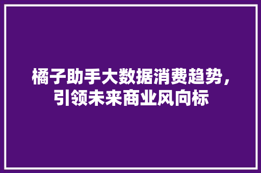 橘子助手大数据消费趋势，引领未来商业风向标