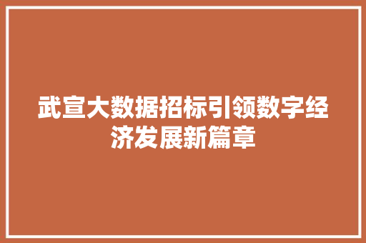 武宣大数据招标引领数字经济发展新篇章