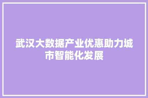 武汉大数据产业优惠助力城市智能化发展  第1张