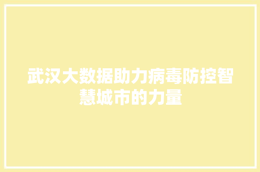 武汉大数据助力病毒防控智慧城市的力量  第1张