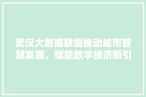 武汉大数据联盟推动城市智慧发展，赋能数字经济新引擎  第1张