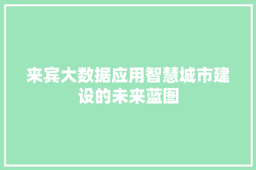 来宾大数据应用智慧城市建设的未来蓝图
